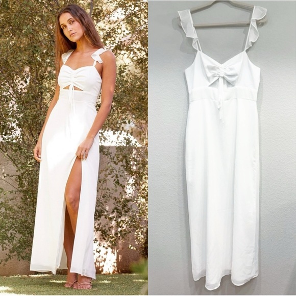Sz M NWOT Lulus The Way to Love White Ruffled Maxi‎ Dress - Picture 1 of 8